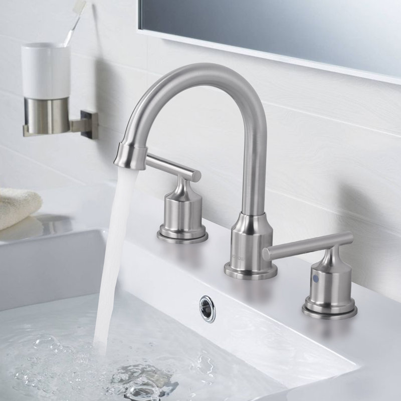 2-handle Bathroom Faucet with Drain Assembly, Brushed