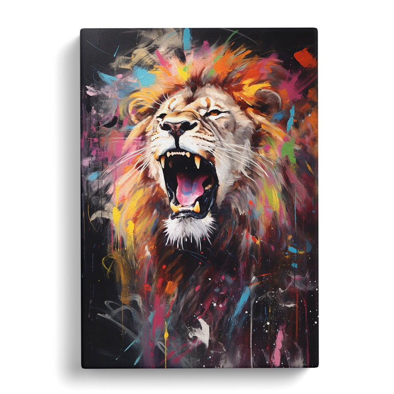 Lion Gestural - Wrapped Canvas, 60cm H x 40cm W x 3cm D