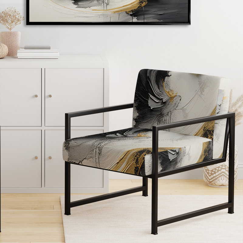 Infinite Motion III - Chaise d'appoint rembourrée abstraite, Noir