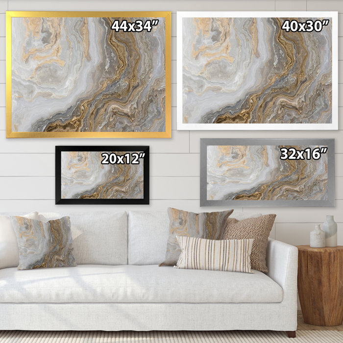 Etta Avenue™ White Marble With Curley Gray And Gold Veins On Canvas ...
