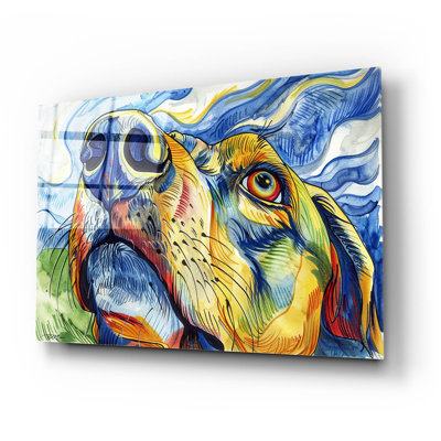 «Dog Portrait» par Momart, art mural en verre acrylique, 16 po x 12 po