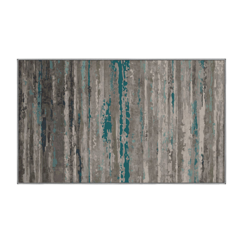 Machine Washable Gray Area Rug GSIX03688, Rectangle 6' x 9'
