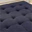 Repose-pieds carré en lin capitonné avec tablette de rangement, repose-pieds surdimensionné pour le salon, bleu marine | Bois | Brun clair