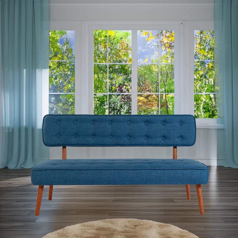 Banc rembourré en polyester, Bleu nuit