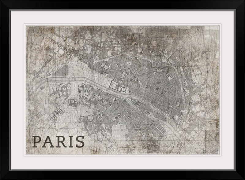 «Map Paris» par Bellinda, impression, Cadre noir, H 24 po x l 32 po x P 1 po