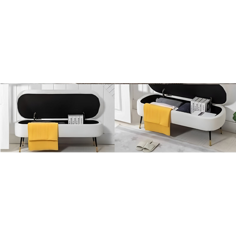 Banc de rangement rembourré en fausse fourrure Hensel