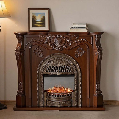 French Solid Wood Fireplace TV Cabinet