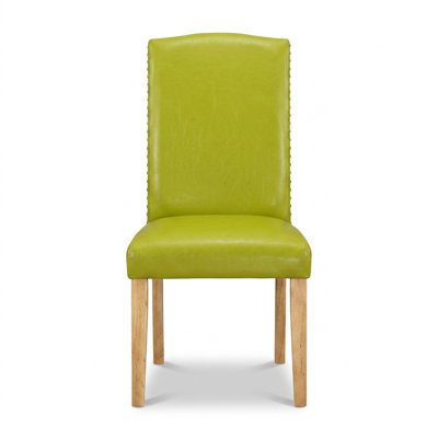 Ensemble de cuisine rectangulaire 5 pièces en chêne vert automne, avec des chaises rembourrées à abattants, revêtement en similicuir.