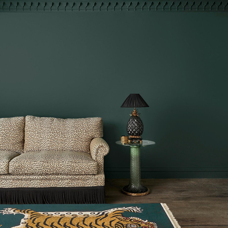 Saber Machine Woven Wool Area Rug in Petrol/Khaki
