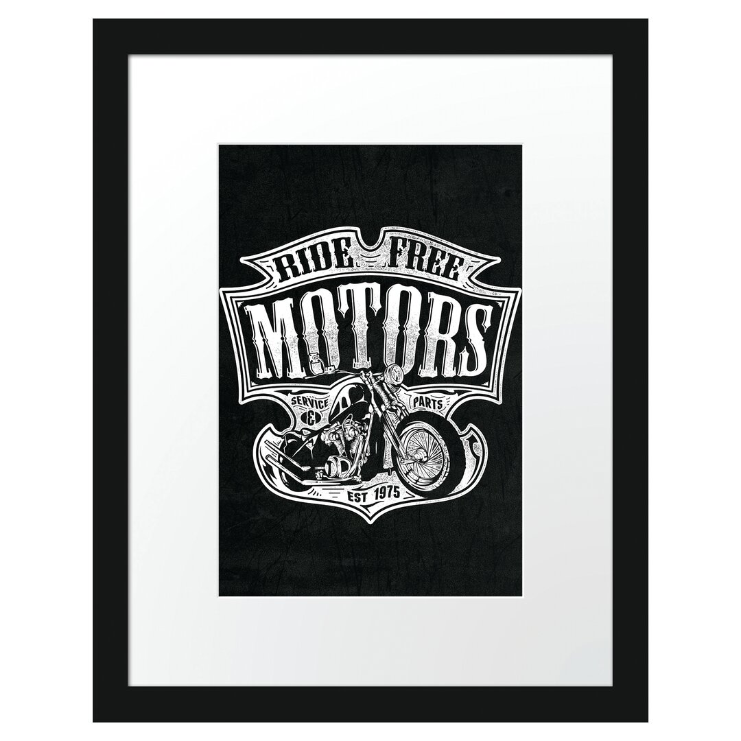 Gerahmtes Poster Ride Free Motors Black