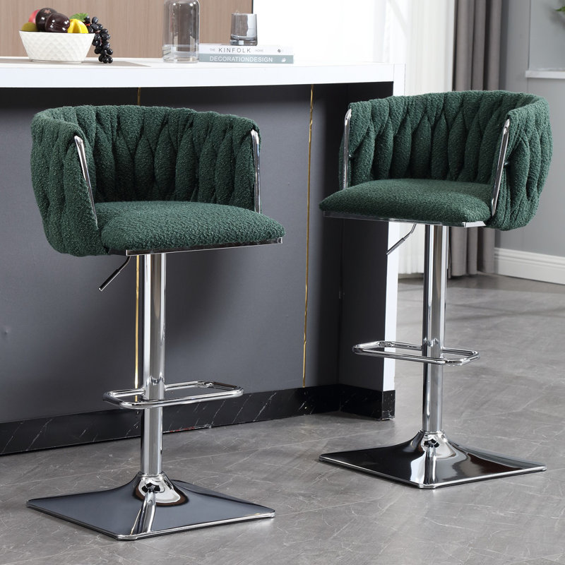 Adjustable Counter Height Bar Stools Set Of 2, Green
