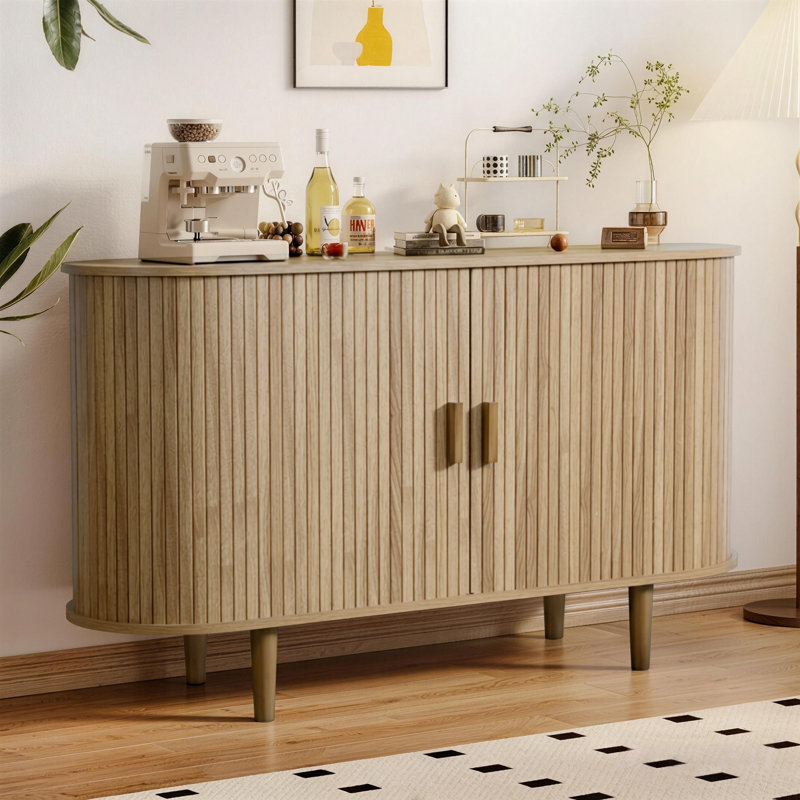 47" Sideboard Buffet Cabinet With Sliding Door, Brown