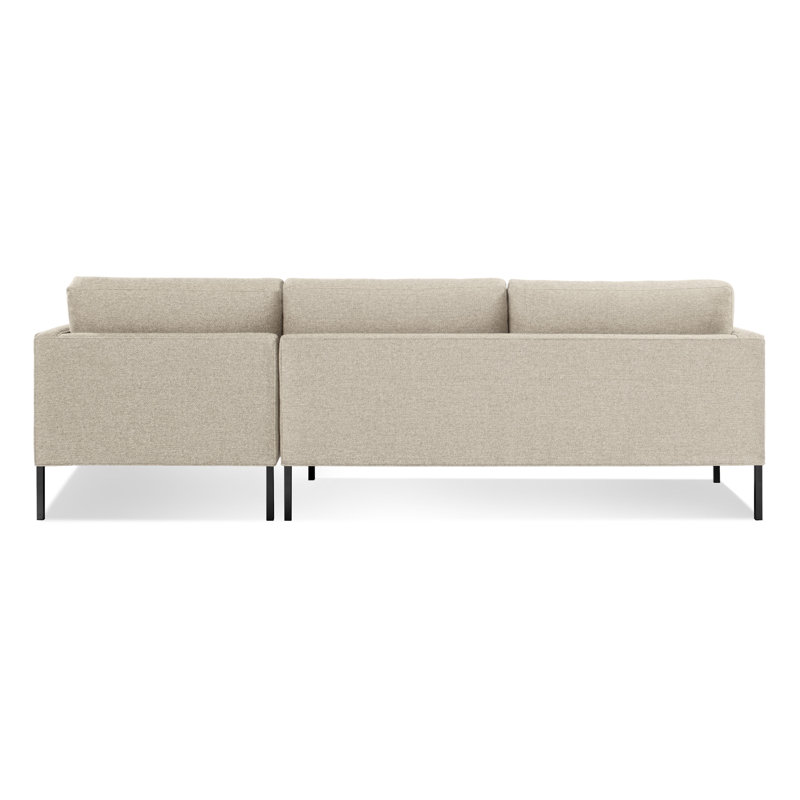 Paramount Chaise Sectional, Black, Sanford Oatmeal Basketweave, Right Hand Facing