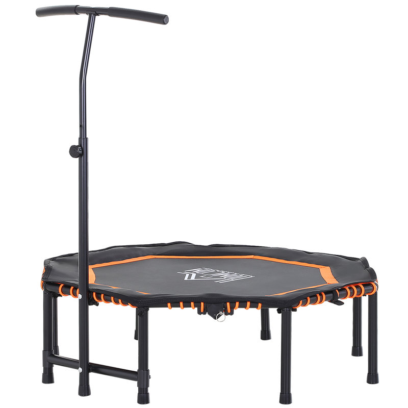 Freeport Park 122cm Hexagon Fitness Trampoline with Handlebar, Orange/Black