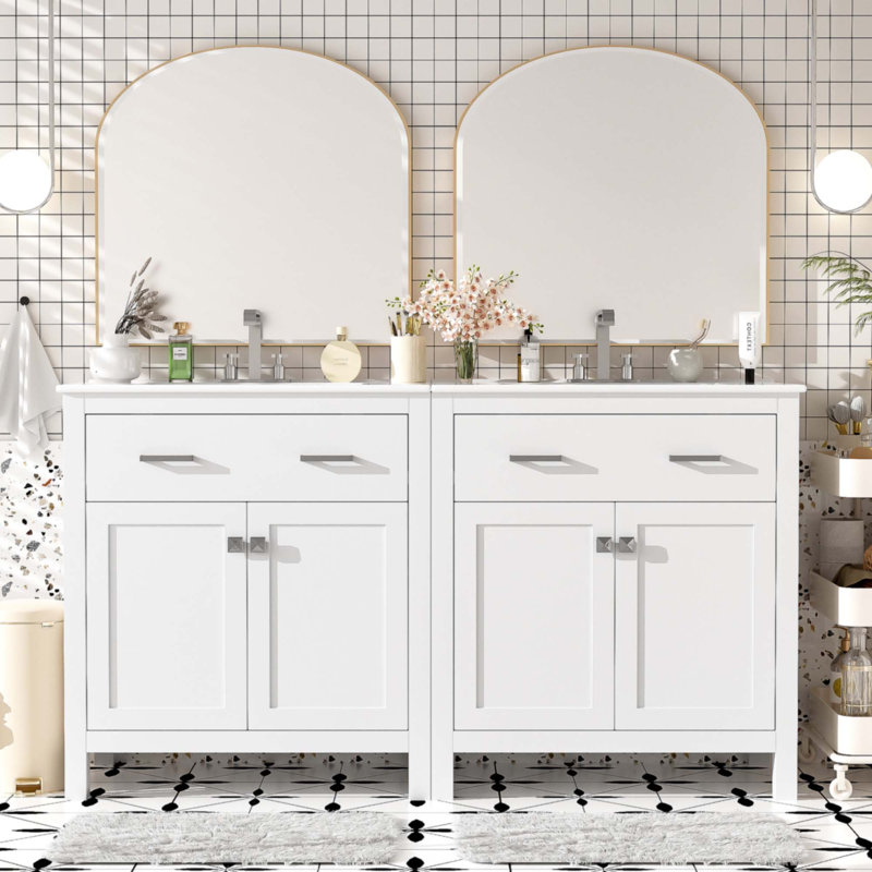 Ensemble de meuble-lavabo blanc 60 po, Blanc