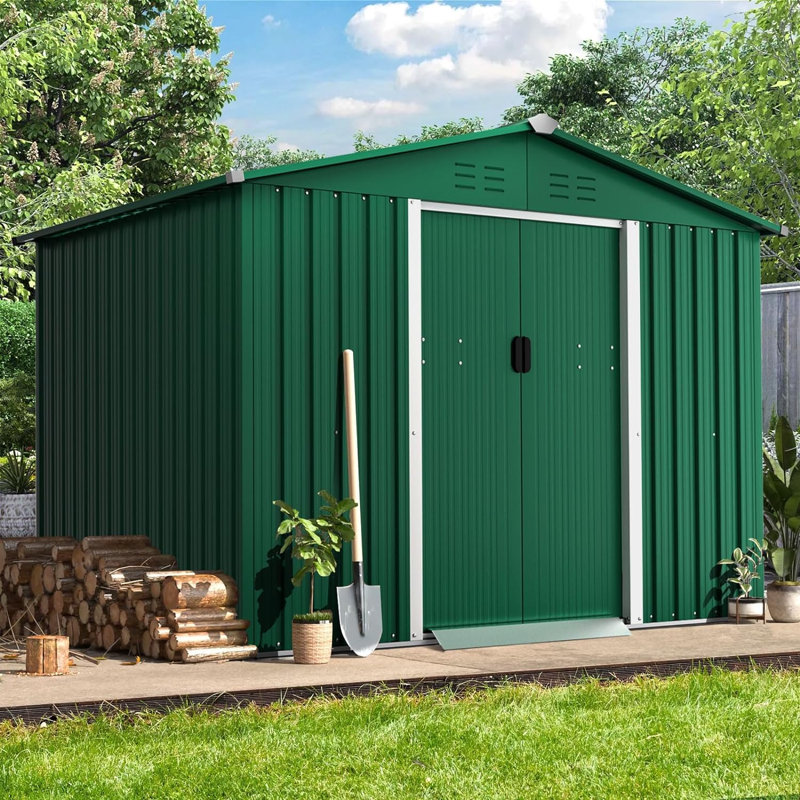 Remise de rangement en métal l 8,3 pi x P 6 pi, Vert