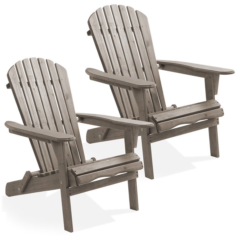 Fowles Solid Wood Folding Adirondack Chair, Gray