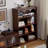 Retro Nut-Brown Solid Wood China Cabinet