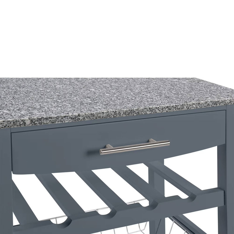 Mobile Rolling Kitchen Island Trolley Serving Cart, Gray, 33" H 30" W x 16" D,  Marble