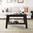 Modern Farmhouse Coffee Table with Storage Shelf, 2-Tier Living Room Table Rectangular Center Table, Home Office Industrial Cocktail Tables-1636594479
