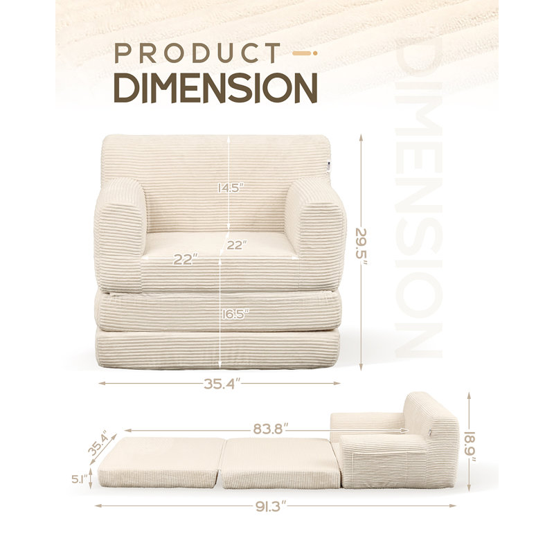Canapé-lit modulaire à compression Boneless, Blanc