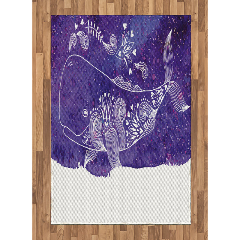 Whale High Density Long Fiber Poly Threads Decorative Area Rug Carpet, Rectangle 4' x 5'8"