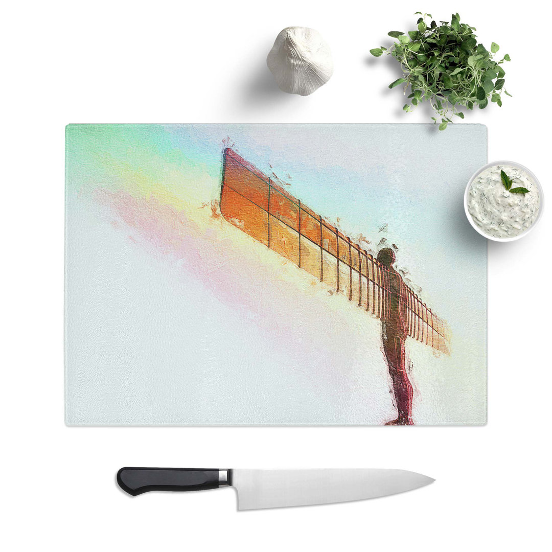 Tempered Glass Rainbow on the Angel of the North Chopping Board