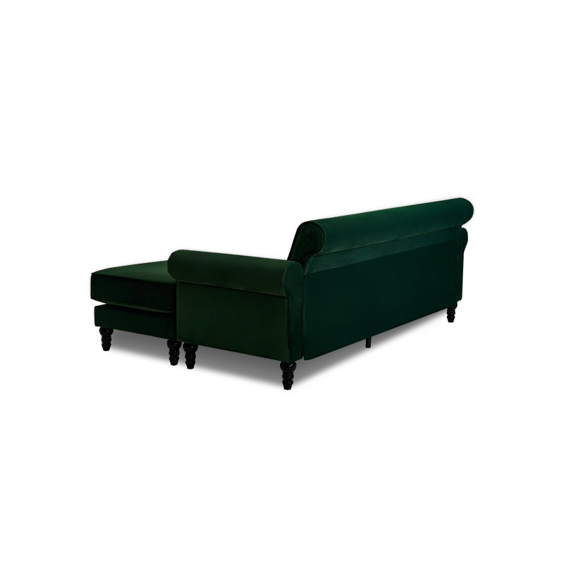 Petoskey 3 Seater Velvet Sofa & Chaise, Green