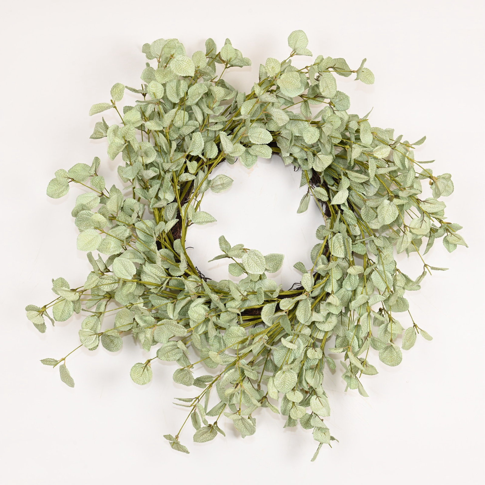 24'' Halloween Handcrafted Faux Eucalyptus Wreath, Light Green