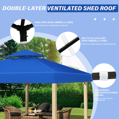 10'X10' 2 Tier Patio Gazebo Canopy Top Replacement Outdoor Sunshade Tent Cover