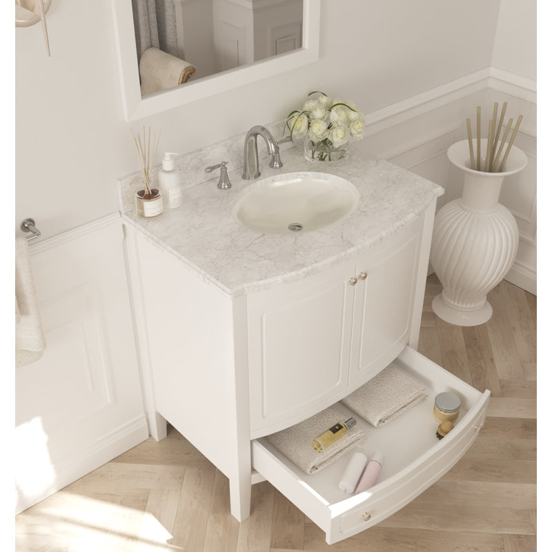 Ensemble de meuble-lavabo simple 32 po Augustin, Blanc, Blanc; gris