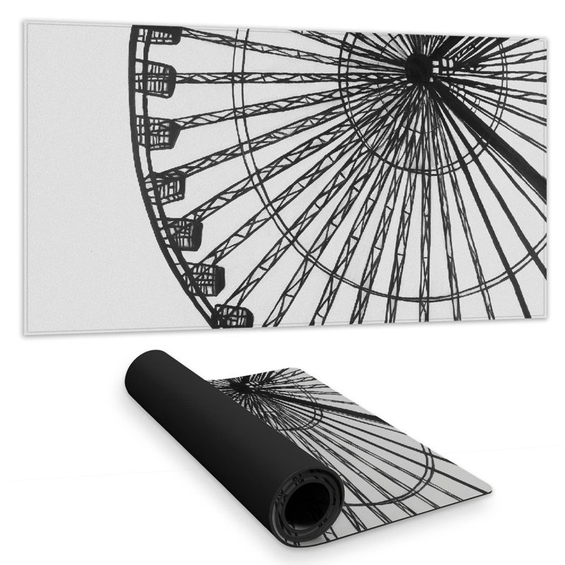 Monochrome ferris wheel - 15.75"x31.50" Desk mat