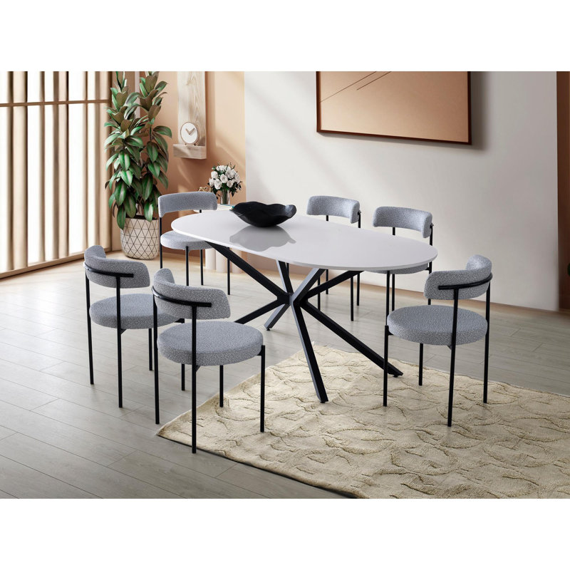 Ferro Beech Oval Dining Table, White