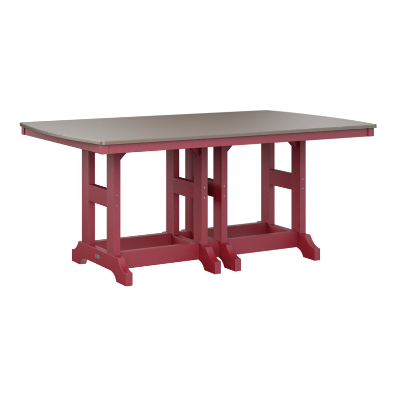 Garden Classic Outdoor Rectangular Dining Table, Hammered Top Bronze, 30.87" H x 72" W x 44" D, Scarlet Red
