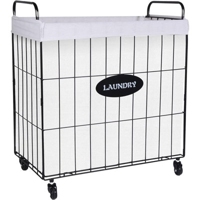 Metal Rolling Laundry Hamper with Handles