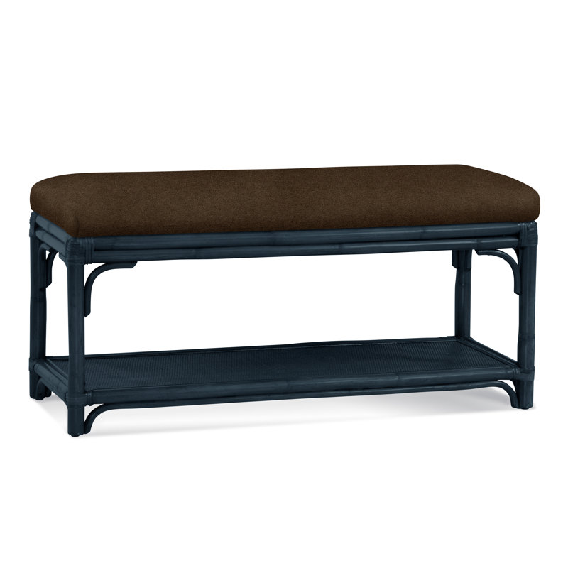Summer Retreat Wicker Shelf Storage Bench, Java, Elite Chocolate; 0321-72