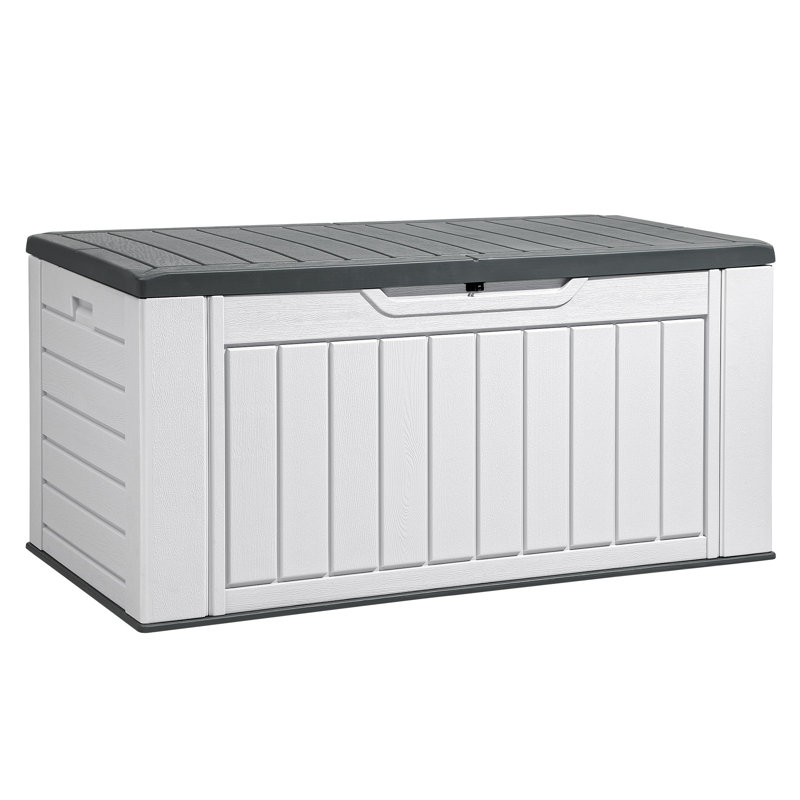 Edrosie Inc 59.1'' W 160 Gallons Water Resistant Resin Lockable Deck Box in White