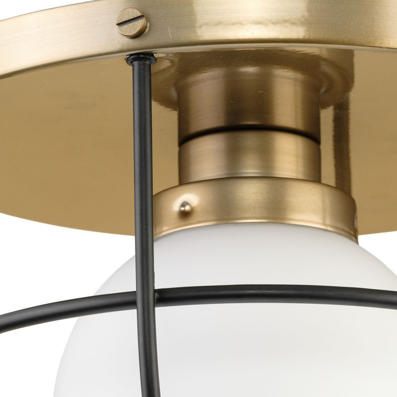 Avec 10.125 in. 1-Light Champagne Bronze Luxe Industrial Flush Mount