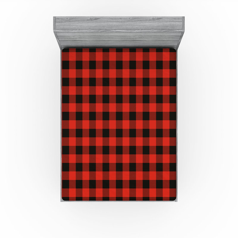 Drap-housse Ambesonne, paquet de 2, Drap-housse très grand californien, Guingan orange / noir