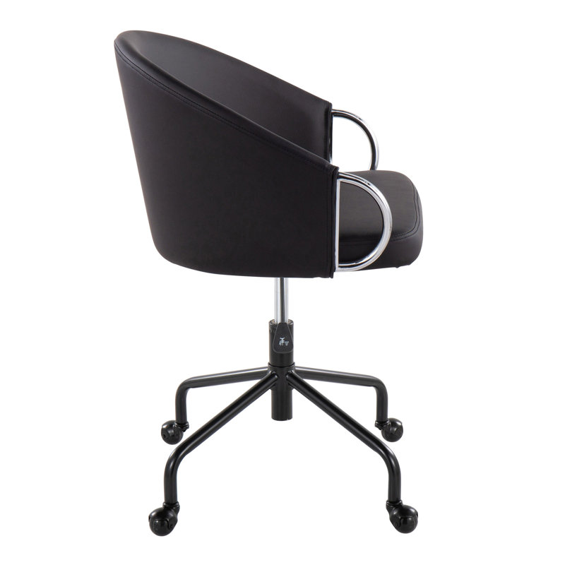 Chaise de travail contemporaine en métal et similicuir avec détails métalliques