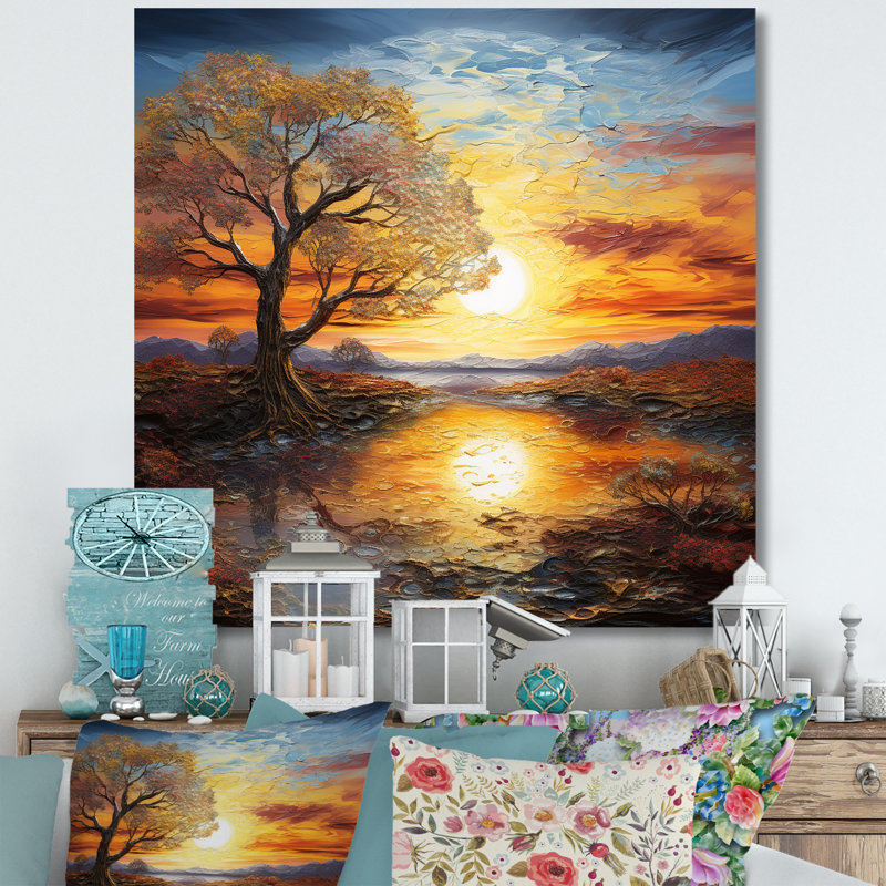 Sunrise Charm liquide Art II, H 16 po x l 16 po x P 1 po, Toile tendue