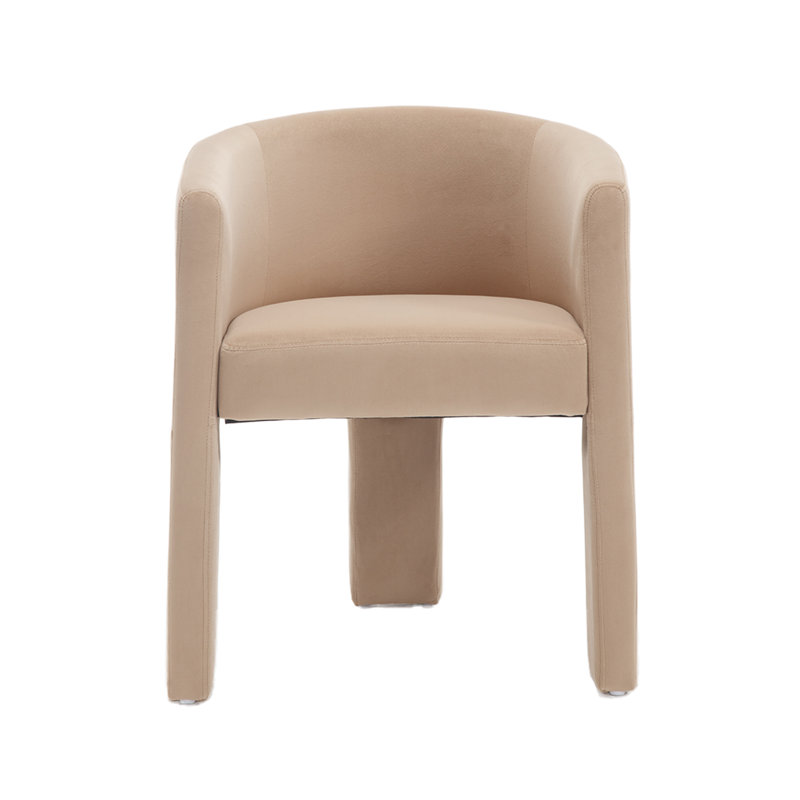 Rafaelof Fully Assembled Solid Wood Barrel Arm Dining Chair, Velvet Khaki
