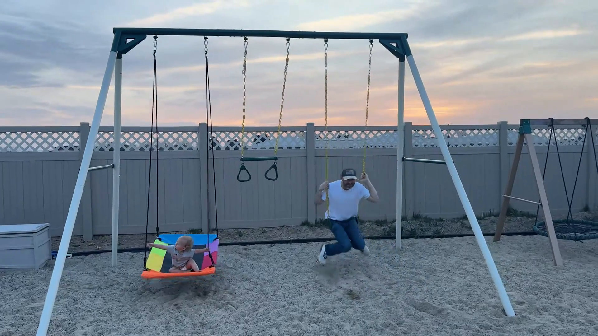 Klo Kick 9.5' Heavy Duty Metal Swing Set with Belt Swing, Trapeze