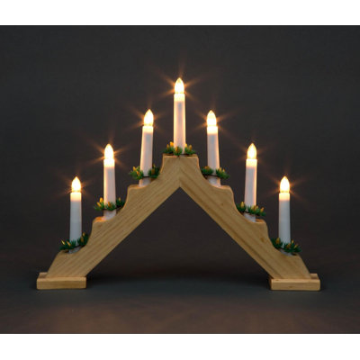 Christmas Nativity LED Candle Bridge with Candles, Pine Effect and Inline Switch