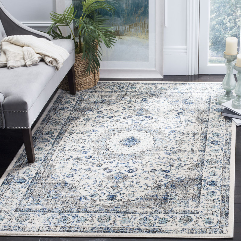 Tapis oriental ivoire / gris Farnborough, Rectangle de 10 pi x 14 pi