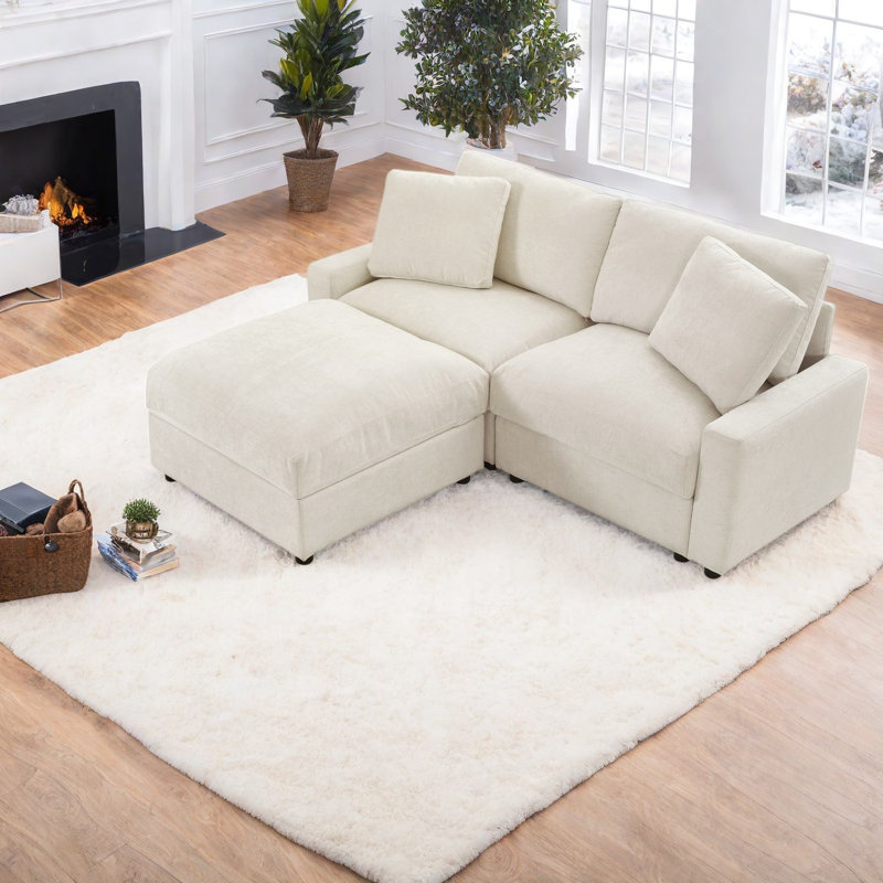Space-saving Modular Sectionals, Beige Polyester Modern Design For Home