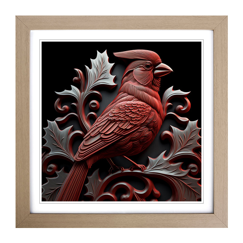 Cardinal Bird Ornamental Art - Framed Print
