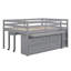Lit mezzanine avec bureau d'écriture rétractable et 4 tiroirs, lit mezzanine en bois avec bureau portatif latéral et tablettes-118007858-118007856