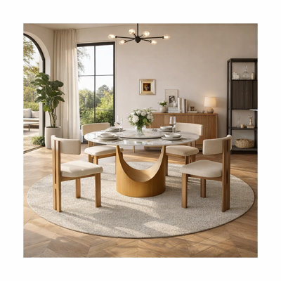 Table de salle à manger ronde moderne, plateau de table en pierre frittée avec plateau tournant, base en acier au carbone pré-assemblée