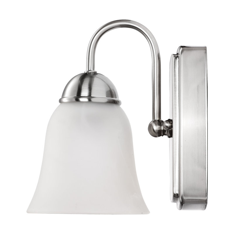 Elegant Alabaster Glass Vanity Sconce in Brushed Nickel, Dimmable